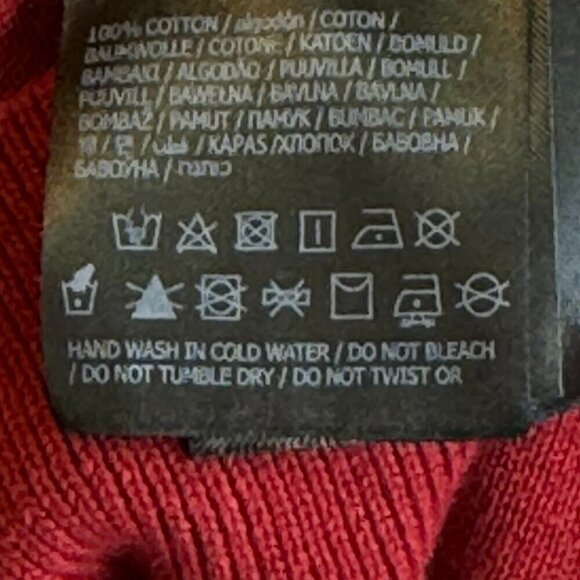 Guess Men's Row Color Block Sweater Deep Red with Striped Crossover Chest Logo M - Picture 9 of 10